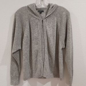 Minnie Rose Gray Hooded Cashmere Cardigan Sweater